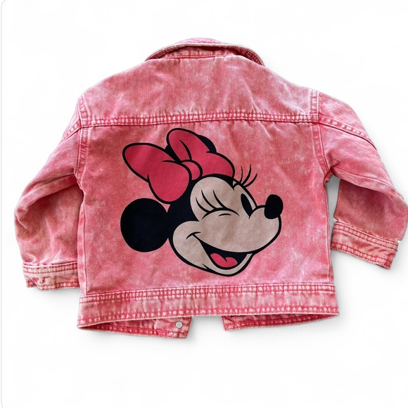 Disney Other - Disney Minnie Mouse Pink Jean Jacket‎ with Bow Design 3T